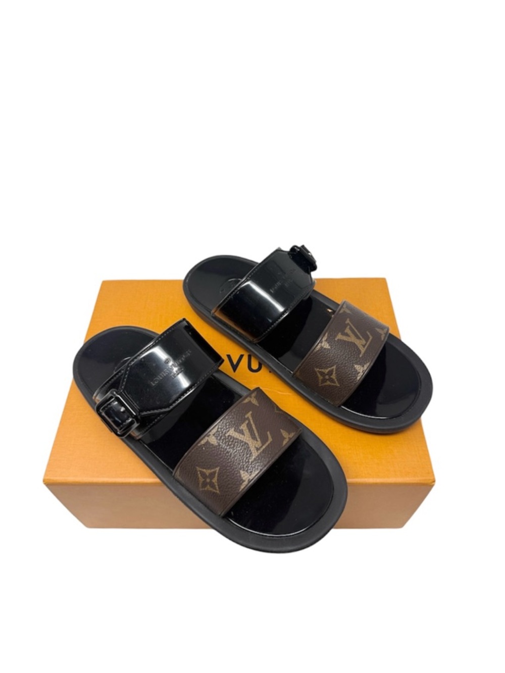 Louis Vuitton Sunbath LV Monogram Canvas Rubber Mule Slide Sandals Size 38